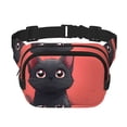 thumbnail image 1 of Honeii Cute Black Kitten Cartoon Print Square Double Layer Waist Bag,Waist Belt Bag Fashion Fanny Women and Men,For Travel Running Hiking Walking, 1 of 9