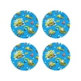 thumbnail image 1 of Honeii Cute Car Cartoon print Leather Coaster Set of 4, ideal for safeguarding your furniture from drinks spills and effortless cleanup-Round Shape, 1 of 6