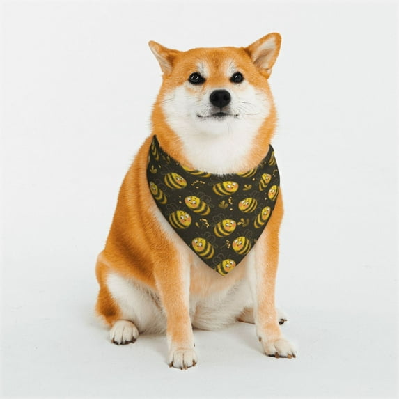 Honeii Cute Cartoon Bees Print Pet Scarf Dog Bandanas for Dogs Triangle Dog Scarfs,Bandana Pet Cute Scarf Bibs for Small Medium Dogs and Cat-Small