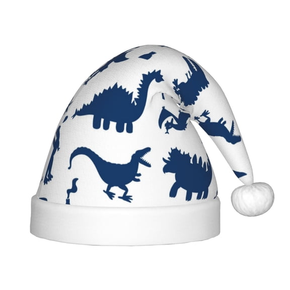 Honeii Cute Cartoon Dinosaurs Print Hat Santa Claus Hat For Xmas Party, Christmas Caps For Boys Girls Child,Christmas Beanie