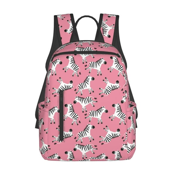 Honeii Cute Cartoon Zebra Print Lightweight Backpacks,Carry on Backpack,Durable Backpack for School, Work & Travel
