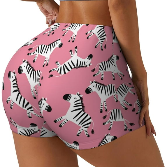 Honeii Cute Cartoon Zebra Print Women's Workout Shorts, Gym Shorts for Active Wear, Sports Shorts,Women's Running Shorts,Quick Dry Athletic Shorts-X-Large