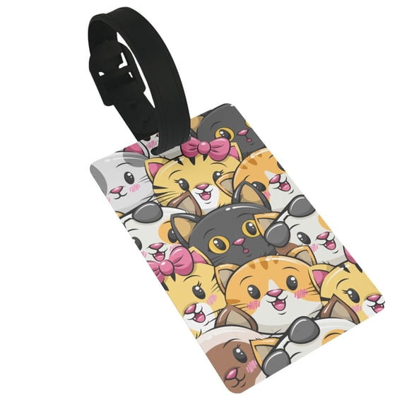 Honeii Cute Cat Cartoon Print Luggage Tags for Suitcases, Airplane Travel Essentials for Flying, International Travel Must Haves, and Luggage Accessories