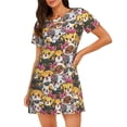 thumbnail image 1 of Honeii Cute Cat Cartoon Print Women's Loose Short Sleeve Nightgown, Soft Cotton Sleepwear, Comfy Loose Fit Pajama Dress for Sleep and Lounge, 1 of 6