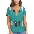 thumbnail image 1 of Honeii Cute Cat Paw And Dog Print Women's V-Neck T-Shirt,Short Sleeve V Neck Tees Tops for Women , Perfect for Work, Travel, and Everyday Wear, 1 of 7