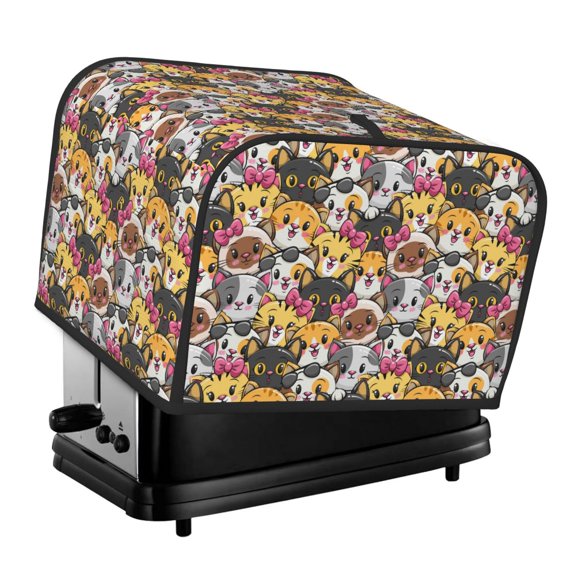 Honeii Cute Cat Print 4 slice Toaster Cover, Two Slice Toaster Dust-proof Cover For Kitchen Small Appliance and Fingerprint Protection