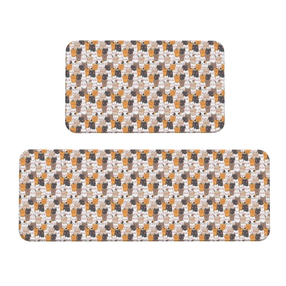 Honeii Cute Cats Print Kitchen Mat [2 PCS] for Floor, Waterproof Non-Slip Rugs, Kitchen Decor,Standing Mat for Floor,Office, Sink, Laundry