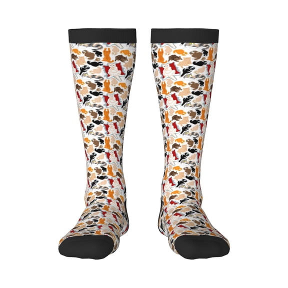 Honeii Cute Cats Print Long Socks,Novelty Design Socks Gift for Men and Women,Crew Socks,Calf Socks