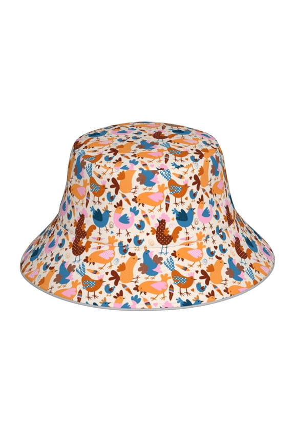 Cute Chickens for Unisex Bucket Hat Waterproof Rain Hat Reversible Shiny Rave Bucket Hat for Concert Festival Boonie Cap