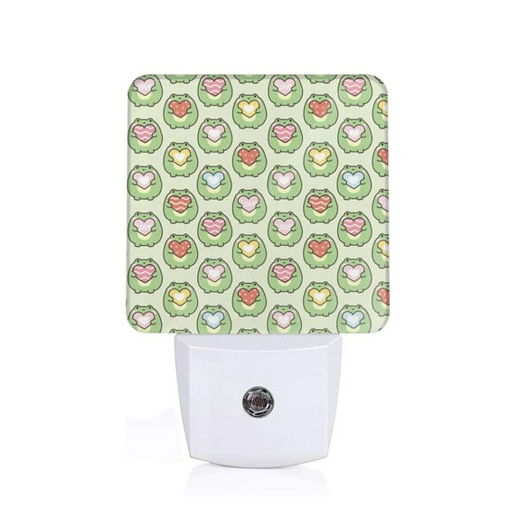 Honeii Cute Chubby Frog Print LED Night Light with Light Sensor, Night Lights Plug Into Wall,Ideal for Bedrooms and Hallways-US