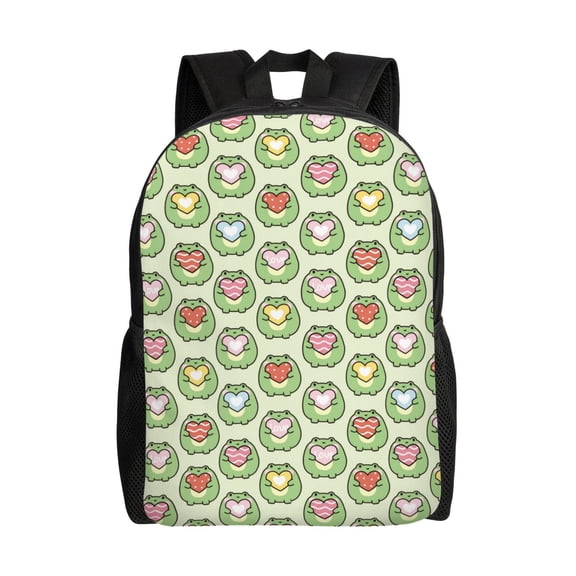 Honeii Cute Chubby Frog Print Laptop Backpack for Work, College, Travel, Daily Backpacks for Men Women, Sport Rucksack,Computer Bag