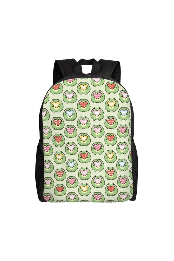 Cute Chubby Frog Print Laptop Backpack for Work, College, Travel, Daily Backpacks for Men Women, Sport Rucksack,Computer Bag