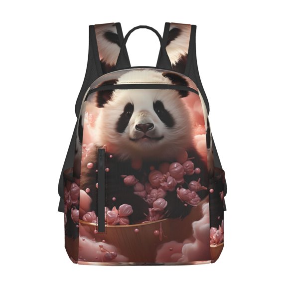 Honeii Cute Cloud Panda Print Lightweight Backpacks,Carry on Backpack,Durable Backpack for School, Work & Travel