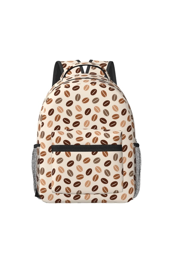 Cute Coffee Bean Print Print Backpack for School,15.6 inch Laptop Back Pack for High School and College Students, Waterproof Computer Bookbag-One Size
