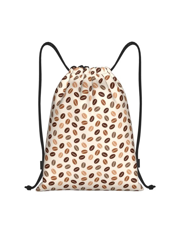 Cute Coffee Bean Print Print Drawstring Backpack,Drawstring Bags String Backpack Gym Cinch Sack Backpack Sport Bag Draw-Small