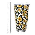 thumbnail image 1 of Honeii Cute Cow Print Sunflower A Print 20OZ Car Cup, Insulated Stainless Steel Travel Mug with Lid and Straw, Keep Your Drinks Hot and Cold-Straw Two-piece Set, 1 of 4