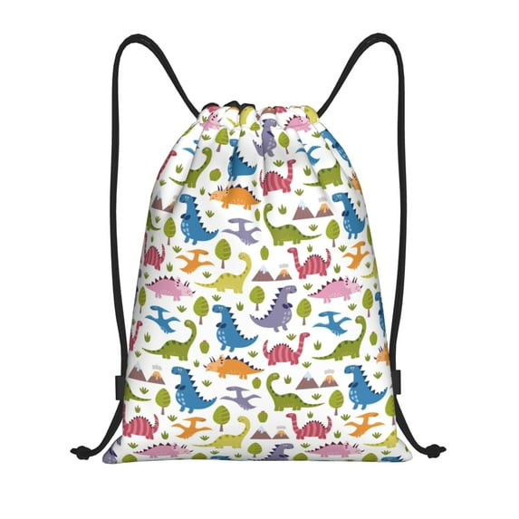 Honeii Cute Dinosaur Print Drawstring Backpack,Drawstring Bags String Backpack Gym Cinch Sack Backpack Sport Bag Draw-Medium