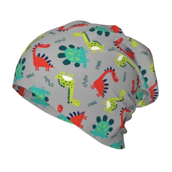 Honeii Cute Dinosaur Print Kids Knit Beanie Watch Hat ,Knit Cap for Boys and Girls