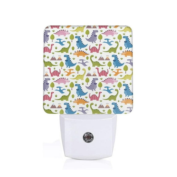 Honeii Cute Dinosaur Print LED Night Light with Light Sensor, Night Lights Plug Into Wall,Ideal for Bedrooms and Hallways-EU