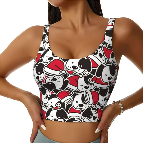 Honeii Cute Dog patten Workout Crop Tank Top for Women Yoga Tank Tops Athletic Sports Shirts Exercise Undershirts,Sports Bra,Sports vest-Medium