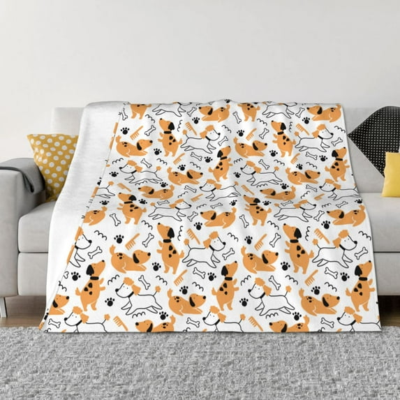 Honeii Cute Dog print throw blanket, crafted from cozy cotton flannel, offers versatile home decor as a bedding suitable for all seasons.-50"x40"