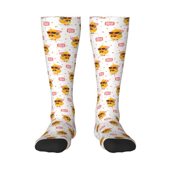 Honeii Cute Duck Print Long Socks,Novelty Design Socks Gift for Men and Women,Crew Socks,Calf Socks