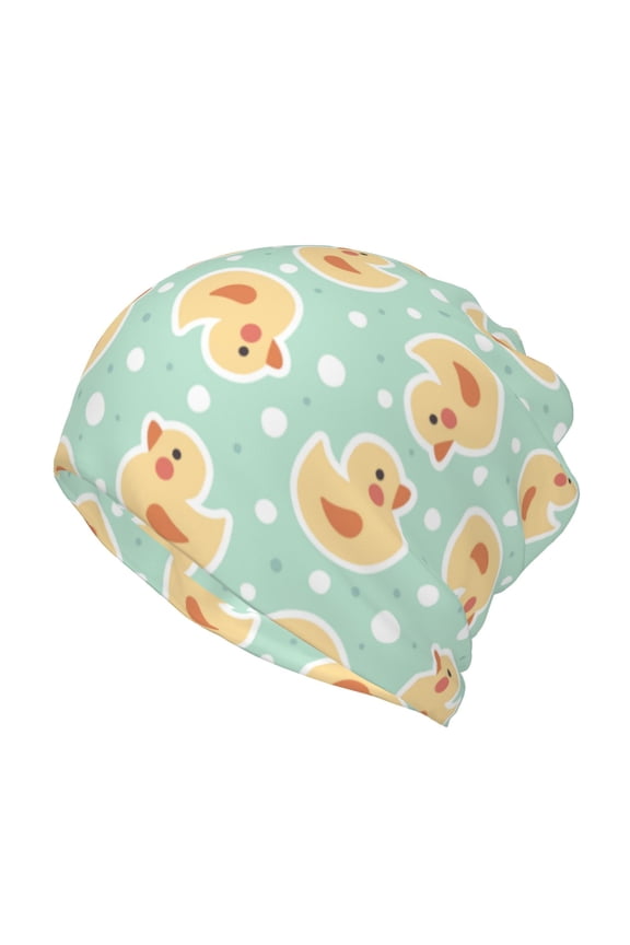 Cute Duck Print Winter Beanie Daily Hat - Thermal Polar Fleece Ski Running Hat Skull Cap for Men and Women,Beanie