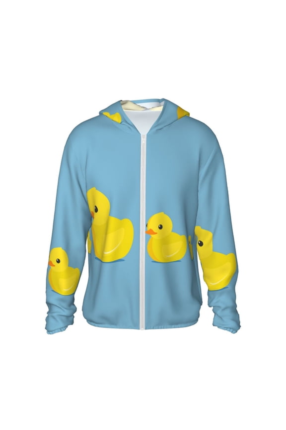 Cute Ducky Print Sun Protection Hoodie,Lightweight Zip-Up Hoodie for Men & Women, UV Protection Hoodie Jacket, Ideal for Outdoor Activities, Travel, and Sports-Large