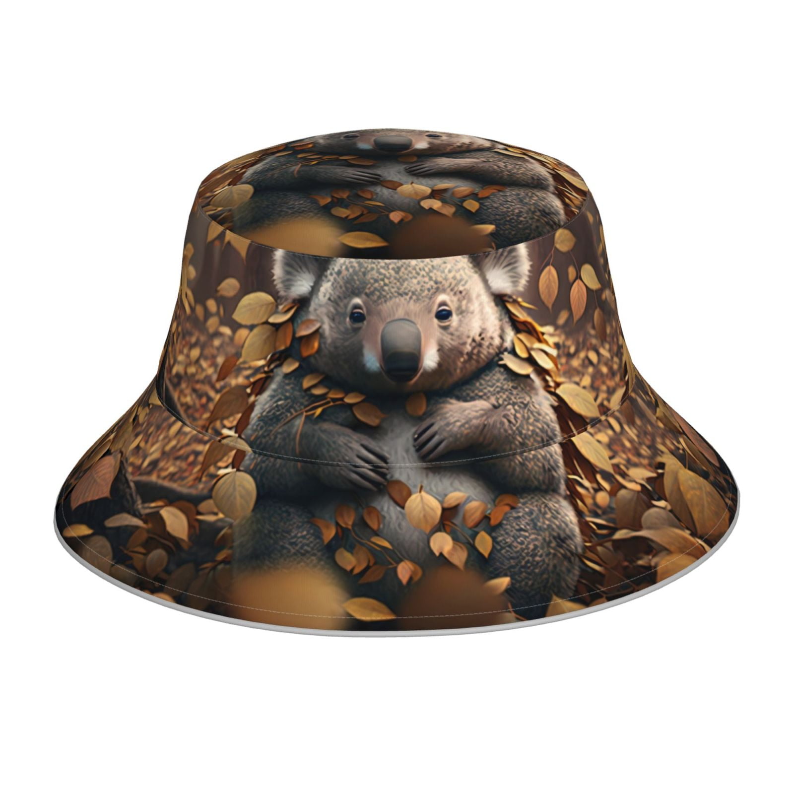 Honeii Cute Fallen Leaf Koala for Unisex Bucket Hat Waterproof Rain Hat ...