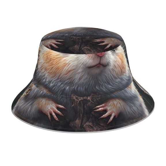 Honeii Cute Fat Ball Branch for Unisex Bucket Hat Waterproof Rain Hat Reversible Shiny Rave Bucket Hat for Concert Festival Boonie Cap
