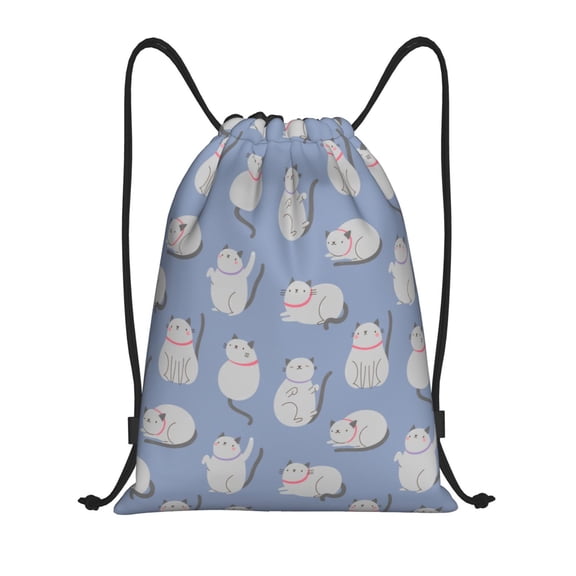 Honeii Cute Fat Cat Print Drawstring Backpack,Drawstring Bags String Backpack Gym Cinch Sack Backpack Sport Bag Draw-Medium