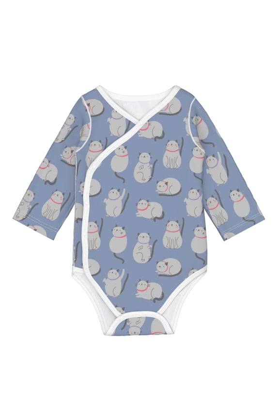 Cute Fat Cat for Baby Long Sleeve Bodysuits One-piece 100% Organic Cotton for Infant Baby Boys and Grils, Unisex-