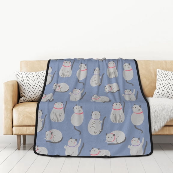 Honeii Cute Fat Cat for Throw Blanket for Couch - Thick Blanket, Soft Fuzzy Plush Throw Blanket for All Seasons, Double Sided Blanket,50x60 In