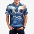 thumbnail image 1 of Honeii Cute Fish Flower Couple print Polo Shirt, a classic short-sleeved, button-down golf shirt designed for menSmall, 1 of 6