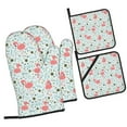 thumbnail image 1 of Honeii Cute Flamingo Pattern Oven Mitts and Pot Holders, Silicone Oven Gloves,500 F Heat Resistant Oven Mitts Sets, 4PCS, 1 of 6