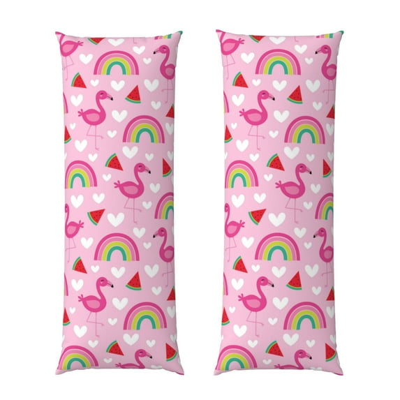 Honeii Cute Flamingo Print Long Body Pillowcase 20x54 in,Body Pillow Cover with Zipper,Large Body Pillowcase,Soft Bed Decorative