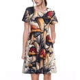 thumbnail image 1 of Honeii Cute Forest Mushrooms Print Women’s Short Sleeve Dress, Comfortable Casual Dress, Soft Polyester Spandex Blend, Stylish Everyday Wear for Summer, Perfect for Travel and Vacation, 1 of 6