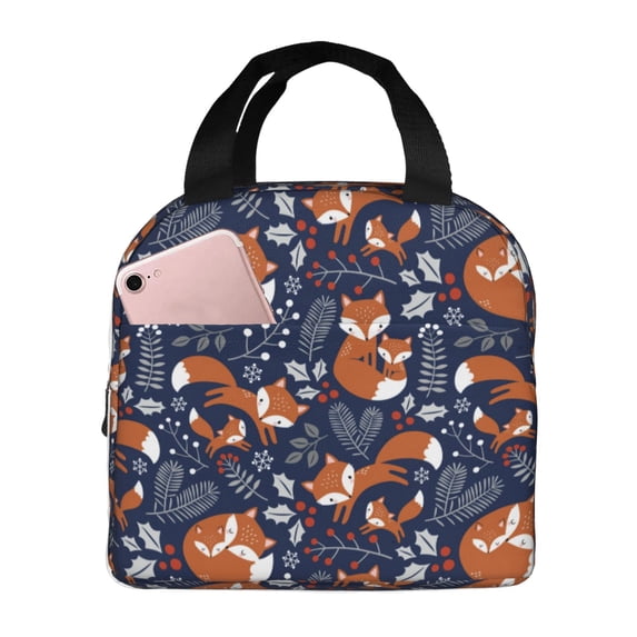 Honeii Cute Foxes Print Lunch Bag Women, Lunch Box Lunch Bag for Women Adult Men, Small Leakproof Cute Lunch Tote Large Capacity Reusable