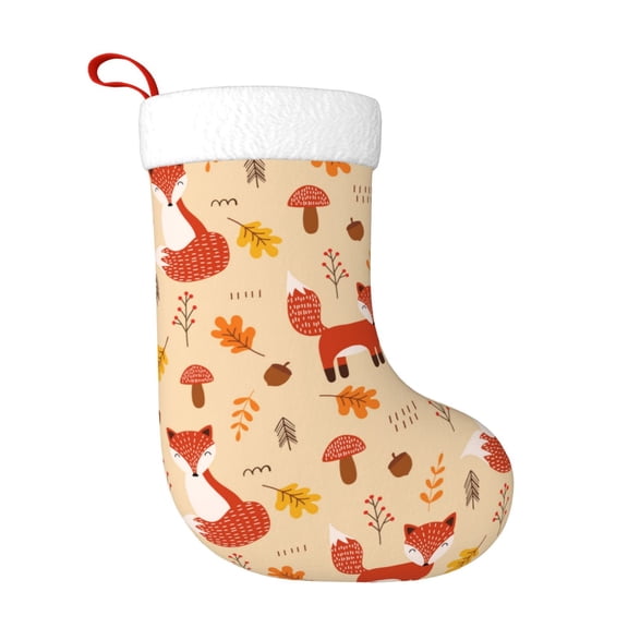 Honeii Cute Foxes for Christmas Stocking,Large Xmas Stocking,Holiday and Family Stocking for Fireplace Christmas Holiday Party Decoration