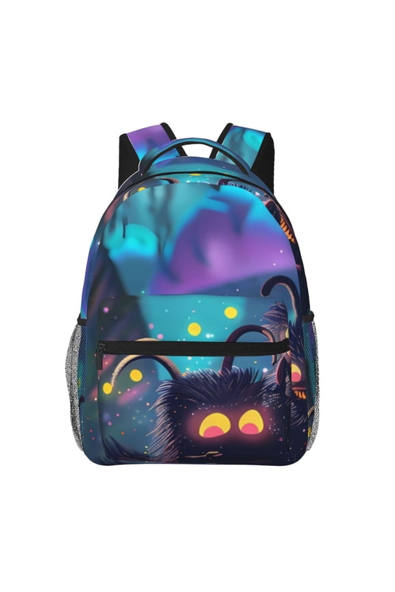 Cute Fuzzy Fantasy Creatures Print Backpack for Both Men and Women, Basic Bookbag for College, Work, or Travel,Rucksack Computer Bag-One Size