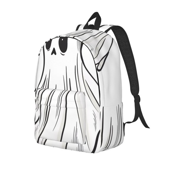 Honeii Cute Ghost Simple Drawing Print Canvas Backpack for School & Outdoor,Laptop Excursion Backpack,Notebook School Bookbag For Men Women,for Work, Travel, and Everyday Use-Small