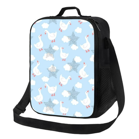 Honeii Cute Goose On A Blue Sky Print Insulated Lunch Bag, Reusable Lunch Box for Adult, Leakproof Cooler Bag for Work Office Travel Picnic