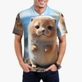 thumbnail image 1 of Honeii Cute Guinea Pig Sea print Polo Shirt, a classic short-sleeved, button-down golf shirt designed for menLarge, 1 of 6