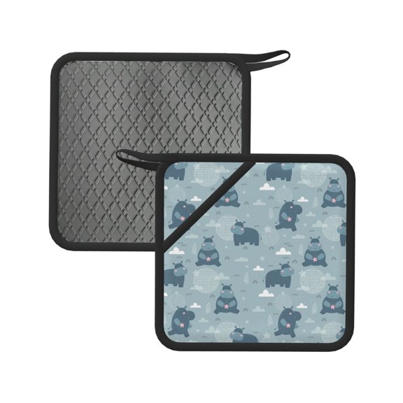Honeii Cute Hippopotamus for Silicone Trivets for Hot Pots and Pans -Trivet Mat - Heat Resistant Silicone Trivet - Hot Plate Mats