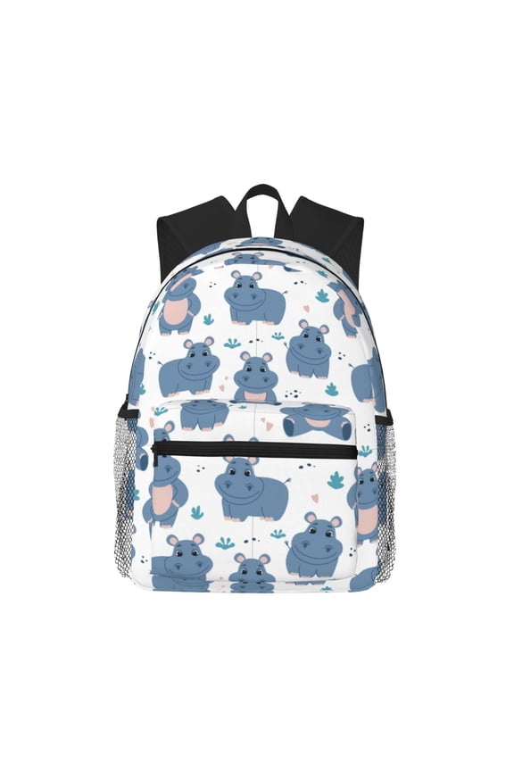 Cute Hippos Print School Backpack,Casual Lightweight Travel Rucksack Daypack,Backpacks for College High