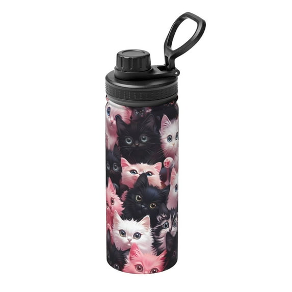 Honeii Cute Kittens Group Portrait Print 18OZ Sports Insulated Kettle,Double-Walled Stainless Steel Water Bottle with Leak-Proof Lid, Perfect for Outdoor, Sports, and Travel