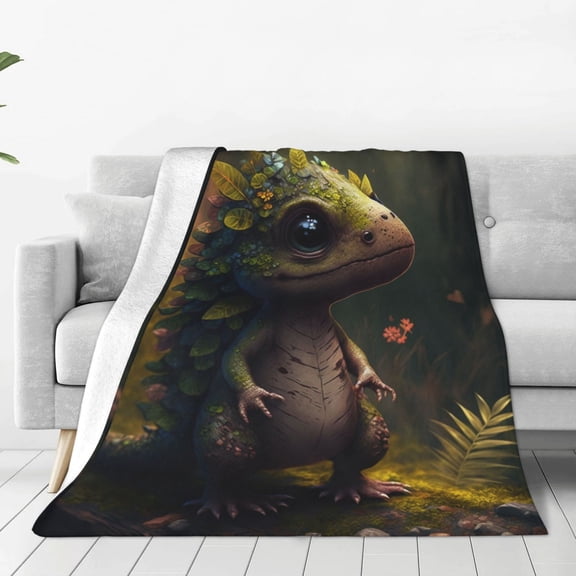 Honeii Cute Leaf Animal Print Fleece Blanket - Throw Blanket for Bed, Sofa, Couch, Camping, and Travel , Microplush Ultra Soft Warm Blanket-40"x30"