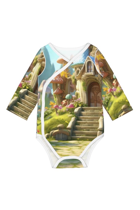 Cute Mushroom Town A for Baby Long Sleeve Bodysuits One-piece 100% Organic Cotton for Infant Baby Boys and Grils, Unisex-12 Months