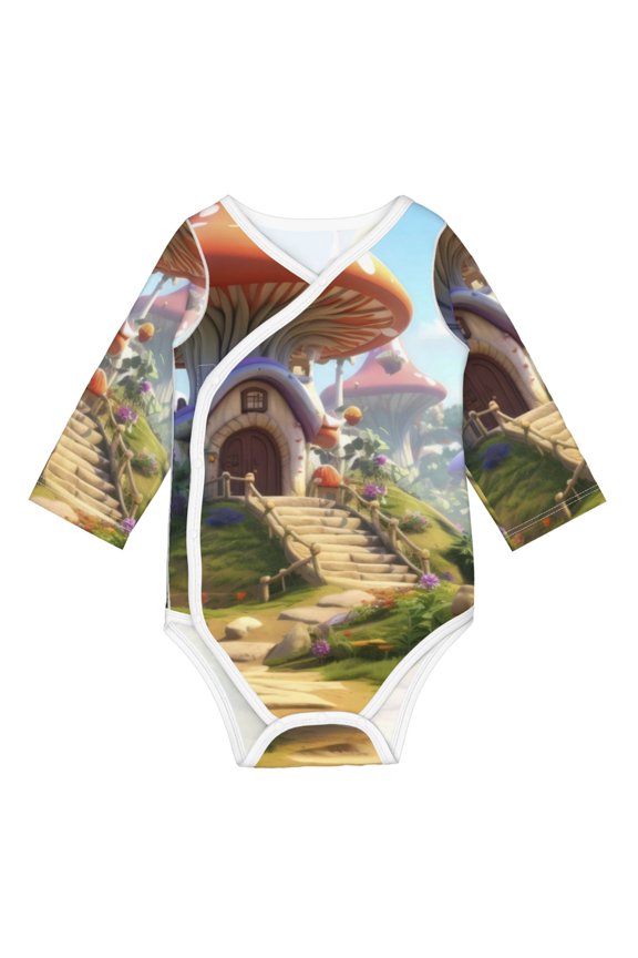 Cute Mushroom Town for Baby Long Sleeve Bodysuits One-piece 100% Organic Cotton for Infant Baby Boys and Grils, Unisex-18 Months