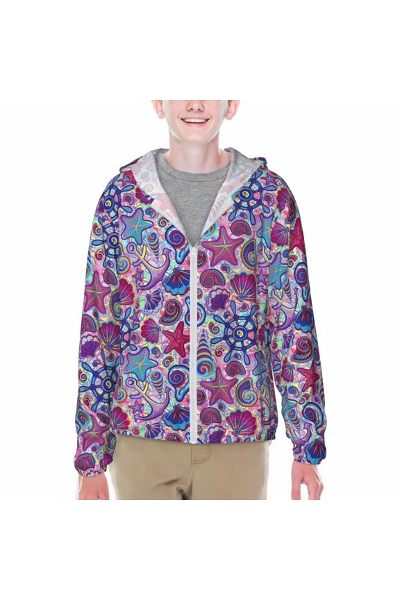 Cute Nautical Print Sun Protection Jacket Hooded Cooling Shirt with Pockets Hiking Outdoor Performance-XX-Large